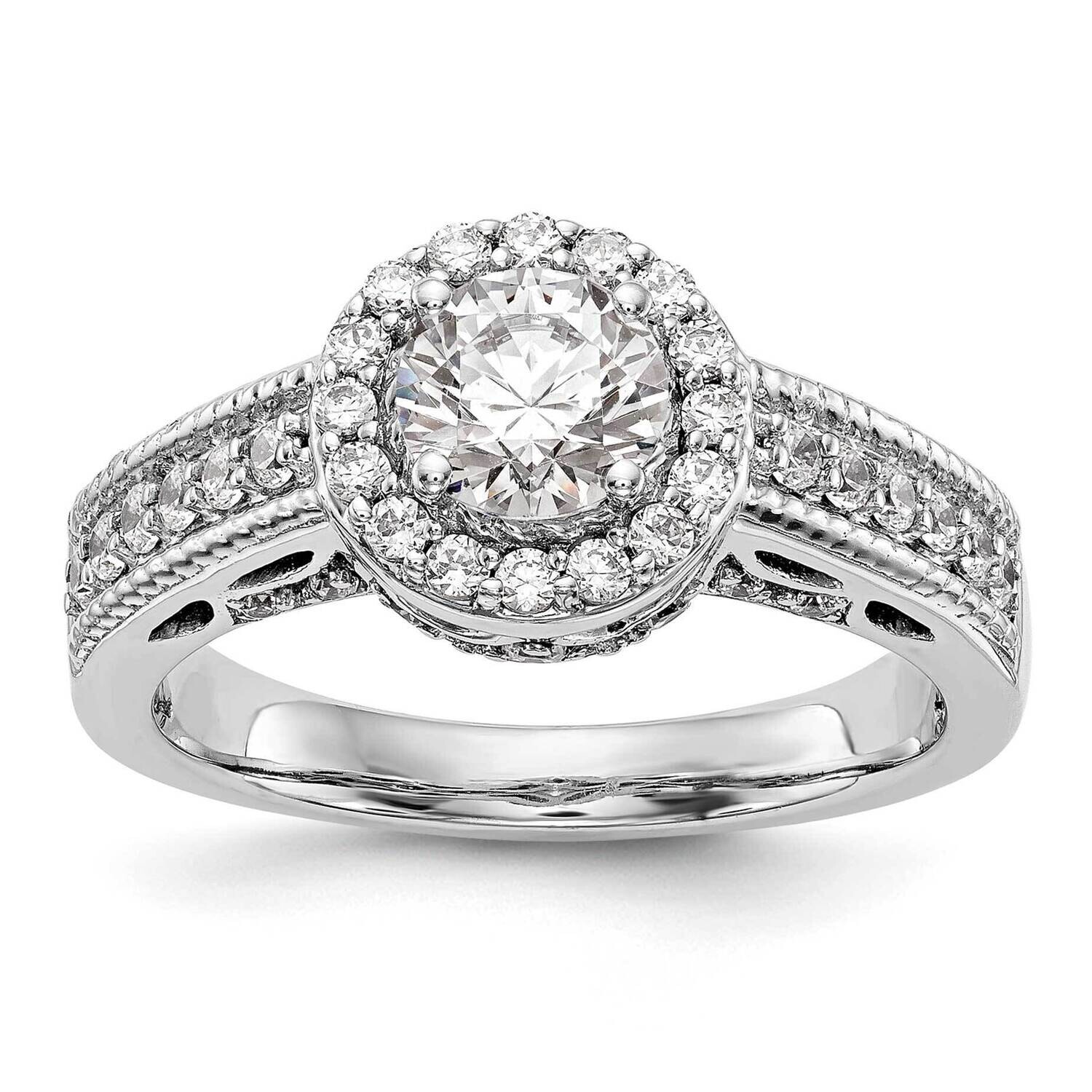 Halo Plus Holds 3/4 Carat 5.8mm Round Center 1/2 Carat Diamond Semi-Mount Engagement Ring 14k White…