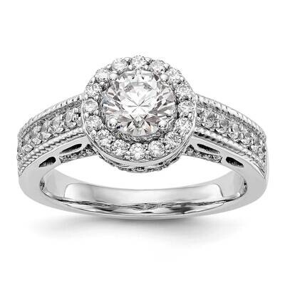 Halo Plus Holds 3/4 Carat 5.8mm Round Center 1/2 Carat Diamond Semi-Mount Engagement Ring 14k White…
