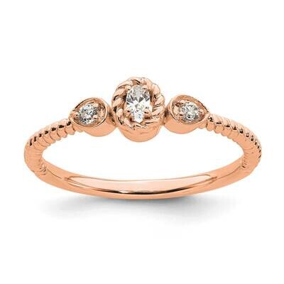 Roped BPetite 3-Stone 1/15 Carat Oval Diamond Complete Promise/Engagement Ring 14k Rose Gold RM7792…