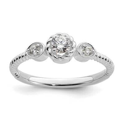 Roped BPetite 3-Stone 1/4 Carat Round Diamond Complete Promise/Engagement Ring 14k White Gold RM779…