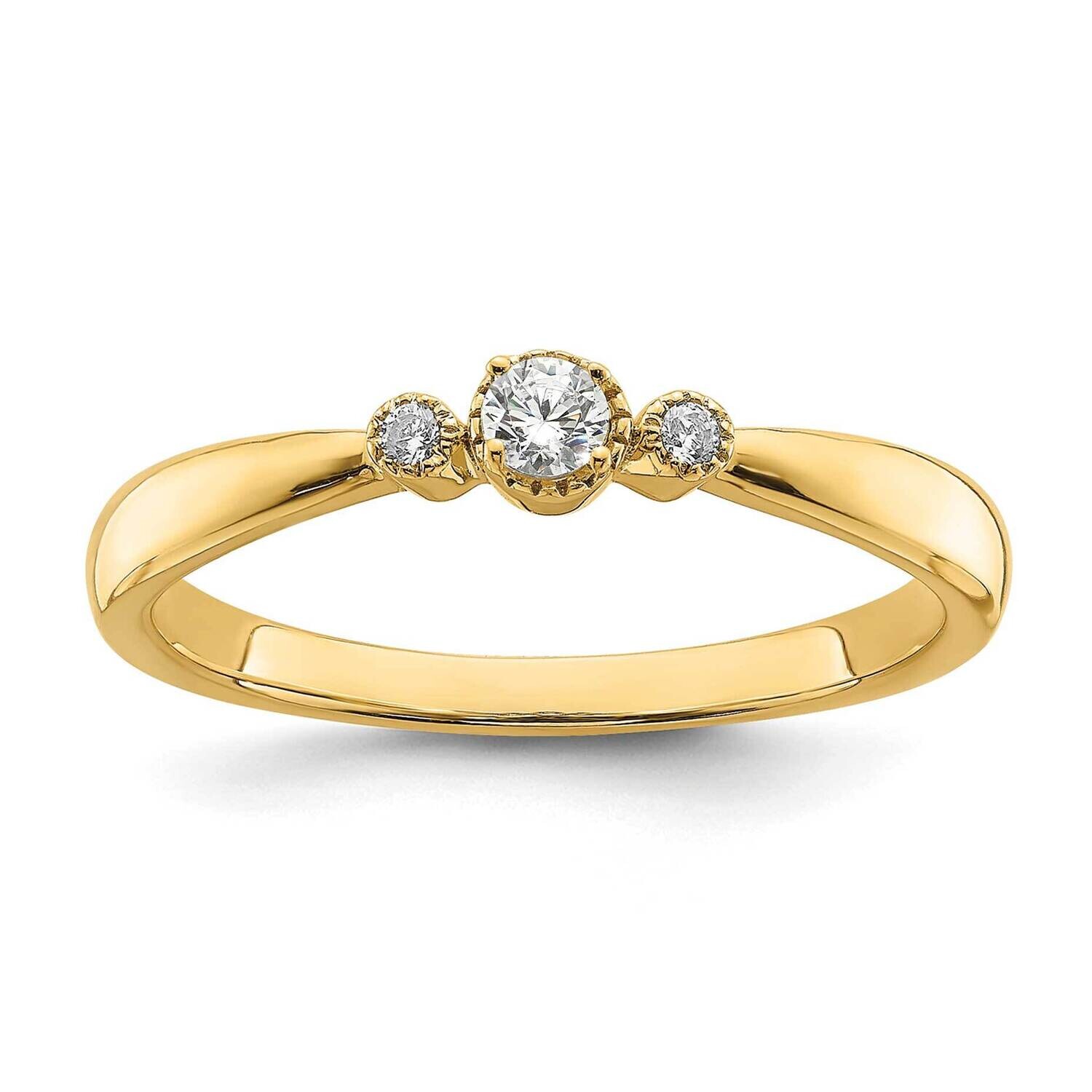 Beaded Edge Petite 3-Stone 1/15 Carat Round Diamond Complete Promise/Engagement Ring 14k Gold RM778…
