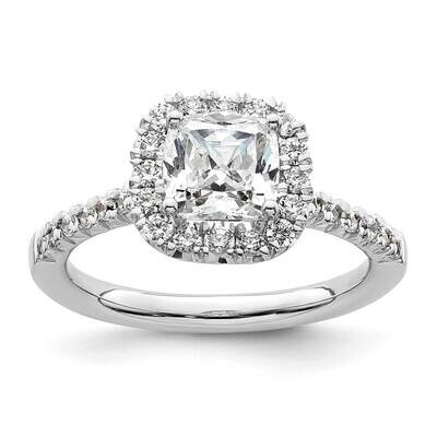 Halo Holds 1.25 Carat 6.4mm Cushion Center 1/2 Carat Diamond Semi-Mount Engagement Ring 14k White G…