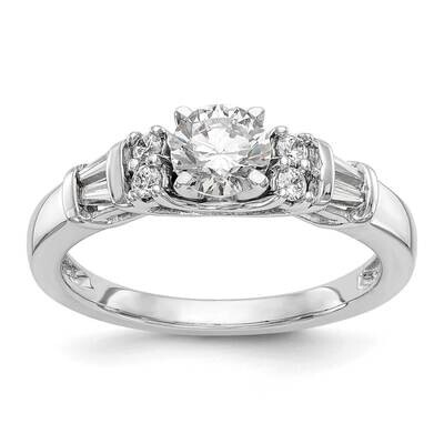 Peg Set 3/8 Carat Round/Baguette Diamond Semi-Mount Engagement Ring 14k White Gold RM2768E-030-WAA,…