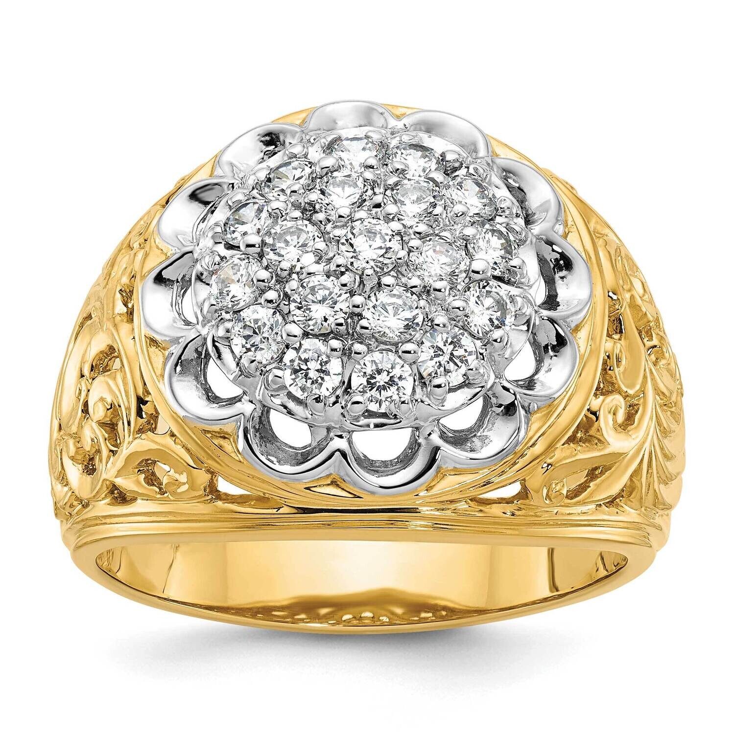 Ibgoodman Men's Diamond Cluster Complete Ring 10k Two-Tone Gold B01539B-0YWA