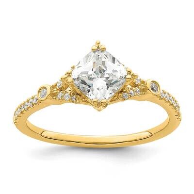 Holds 3/4 Carat 5.4mm Cushion Center 1/8 Carat Diamond Semi-Mount Engagement Ring 14k Gold RM7836E-…