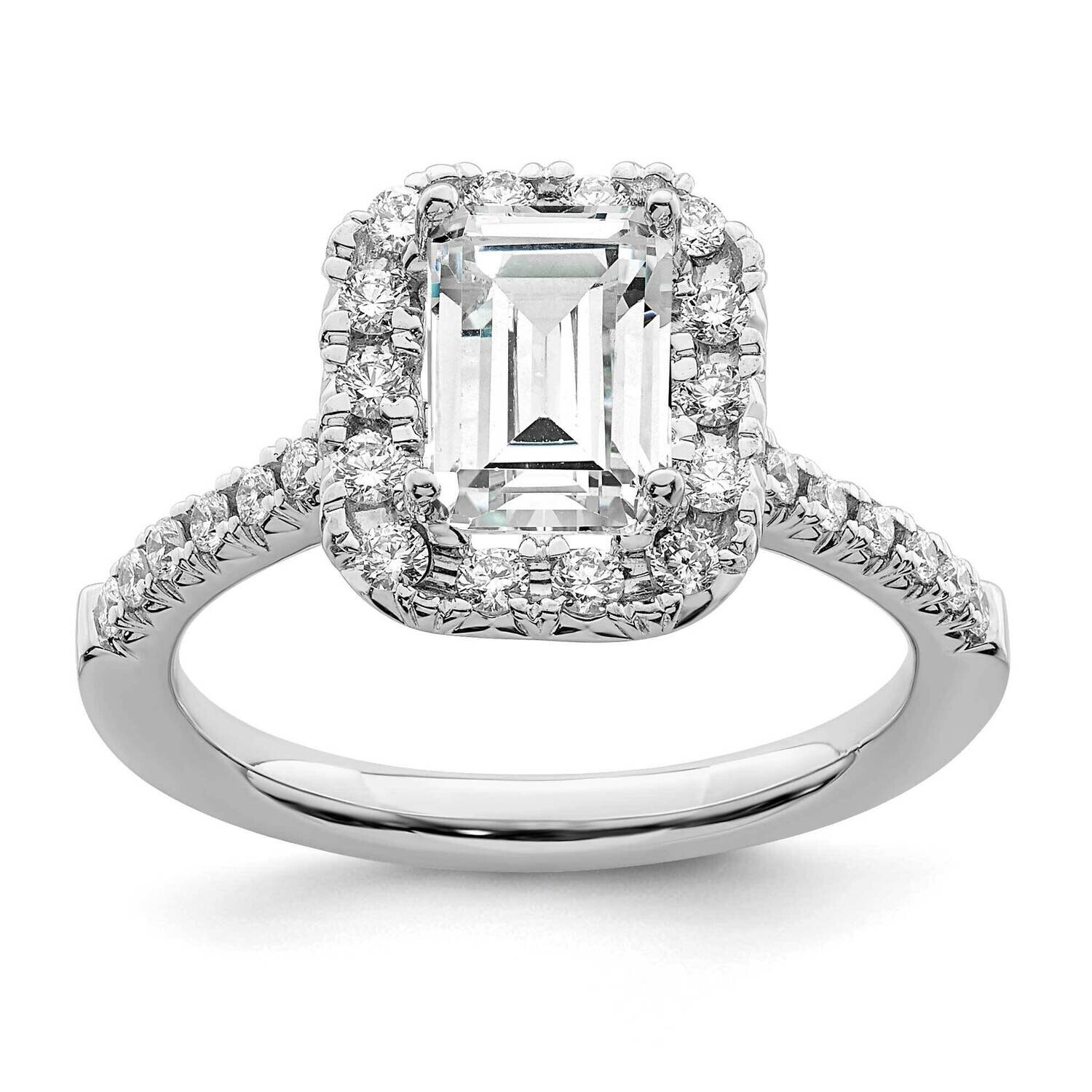 Halo Holds 1.5 Carat 7.7X5.8mm Emerald-Cut Center 5/8 Carat Diamond Semi-Mount Engagement Ring 14k …