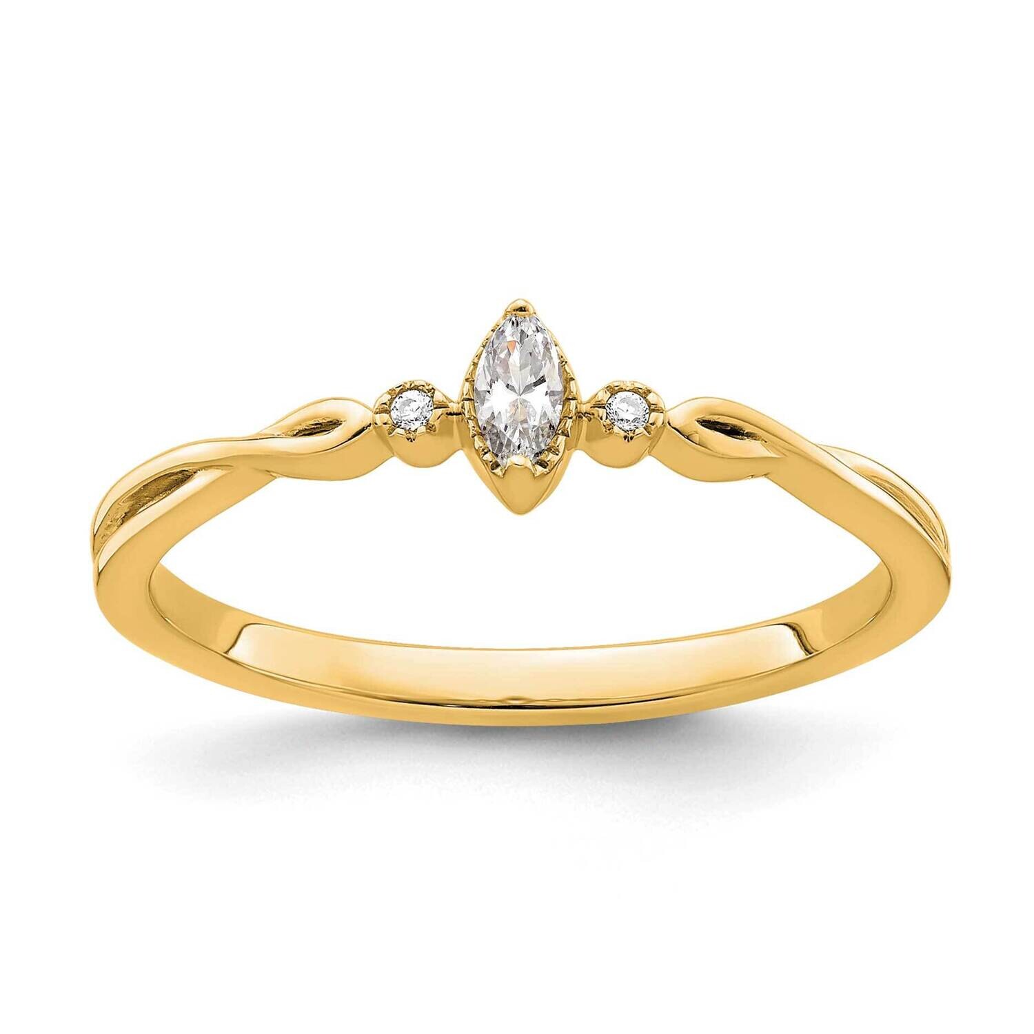 Beaded Edge Petite 3-Stone 1/15 Carat Marquise Diamond Complete Promise/Engagement Ring 14k Gold RM…