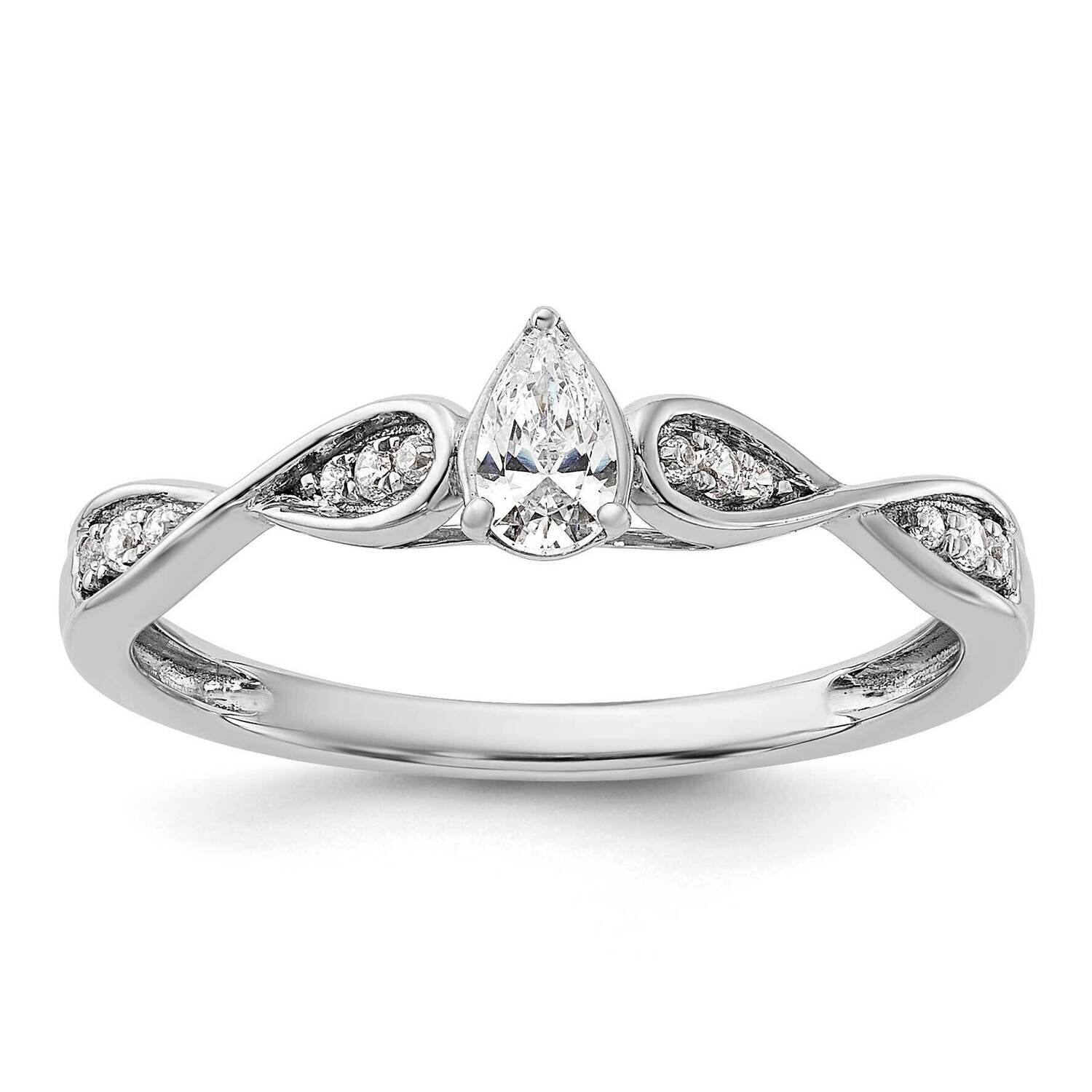Criss-Cross Holds 1/3 Carat 5.7X3.7mm Pear Center 1/15 Carat Diamond Semi-Mount Engagement Ring 14k…