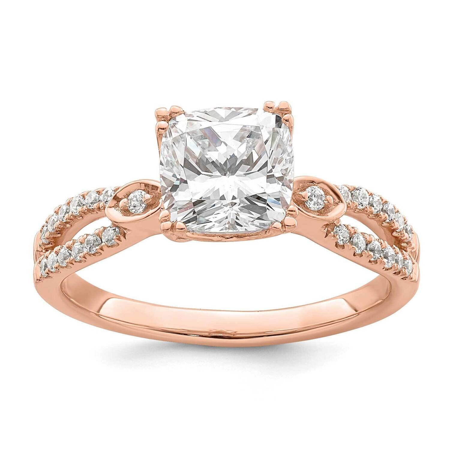 Split Shank Holds 1.5 Carat 7.00mm Cushion Center 1/6 Carat Diamond Semi-Mount Engagement Ring 14k …