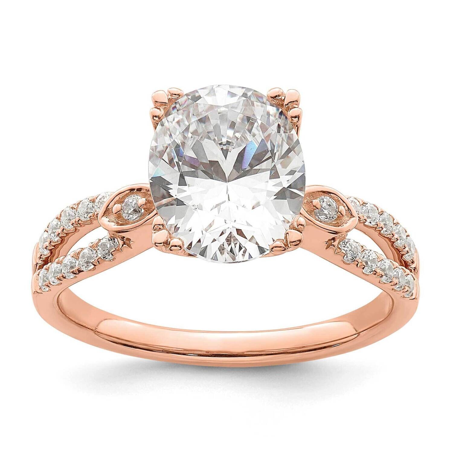 Split Shank Holds 2 Carat 10X7.5mm Oval Center 1/4 Carat Diamond Semi-Mount Engagement Ring 14k Ros…