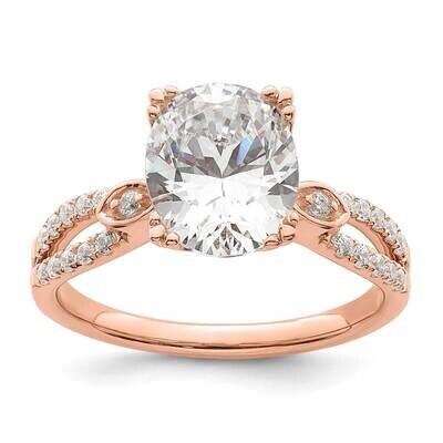 Split Shank Holds 2 Carat 10X7.5mm Oval Center 1/4 Carat Diamond Semi-Mount Engagement Ring 14k Ros…