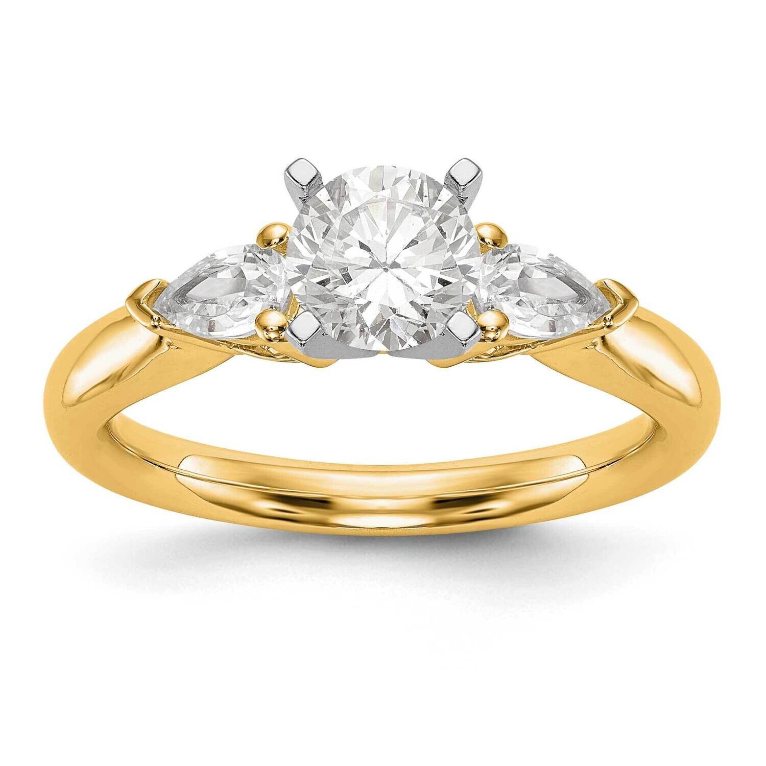 3-Stone Diamond Semi-Mount Peg Set Engagement Ring 14k Gold RM3014E-P/050-YAA