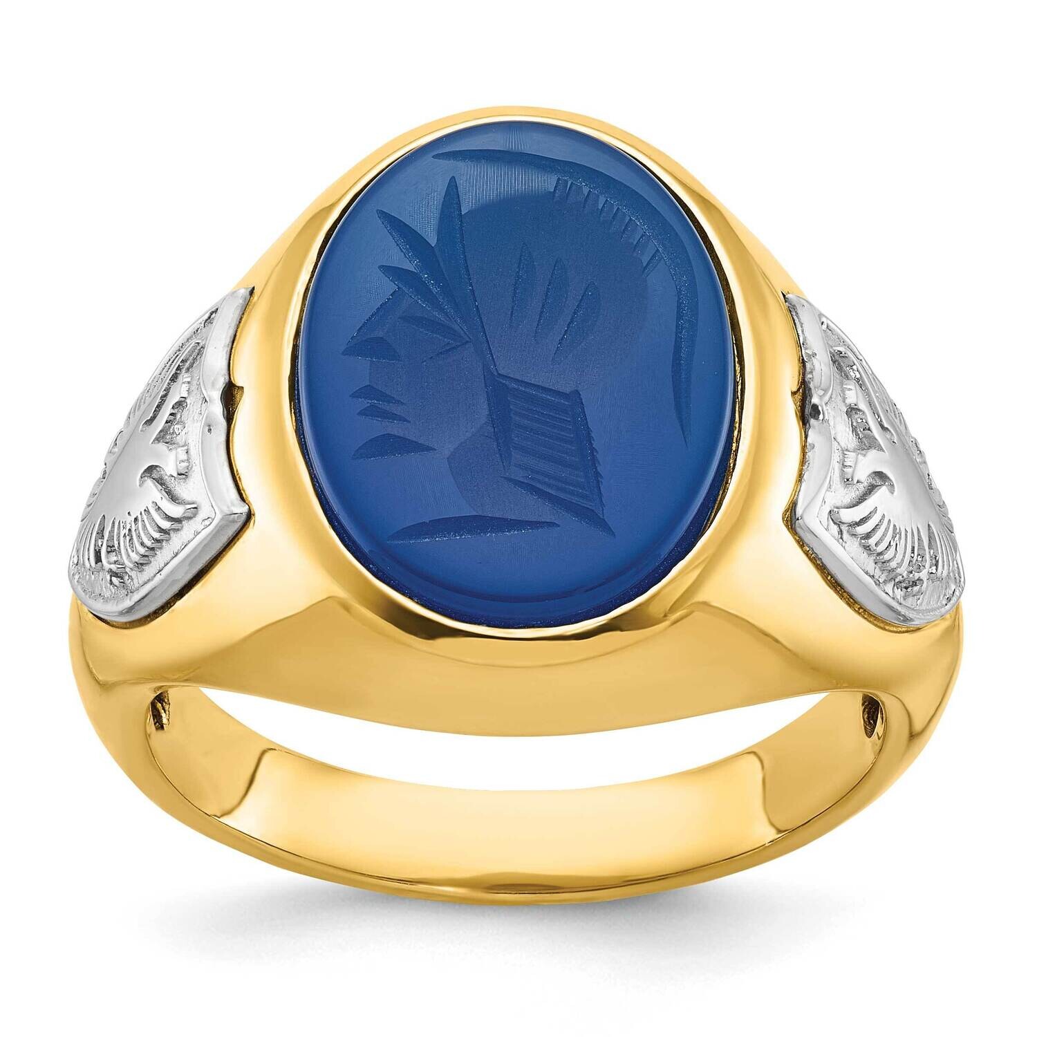 Ibgoodman Men's Blue Agate Complete Ring 14k Two-Tone Gold B52132-4YWBX