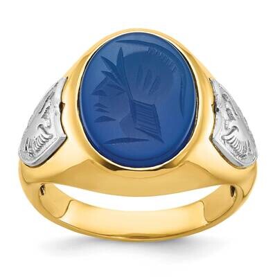 Ibgoodman Men&#39;s Blue Agate Complete Ring 14k Two-Tone Gold B52132-4YWBX by IBGoodman, MPN: B52132-4…