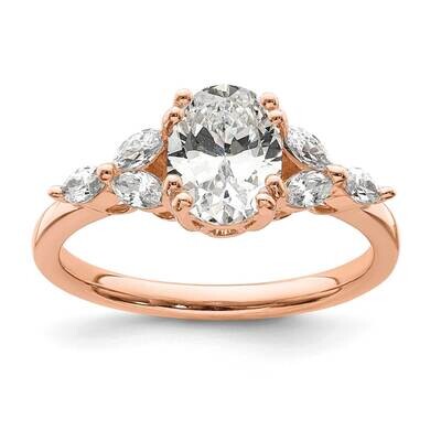 Holds 1 Carat 8.00X6.1mm Oval Center 1/5 Carat Marquise Diamond Semi-Mount Engagement Ring 14k Rose…