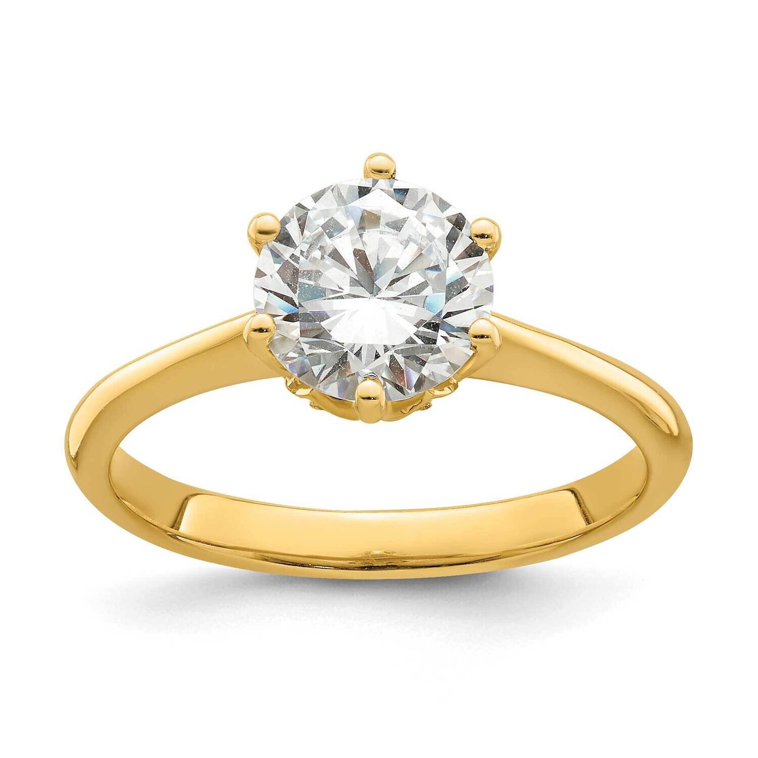 Holds 1.25 Carat 7.50 mm Round 4-Prong .03 Carat Diamond Leaf Design Semi-Mount Engagement Ring 14k…