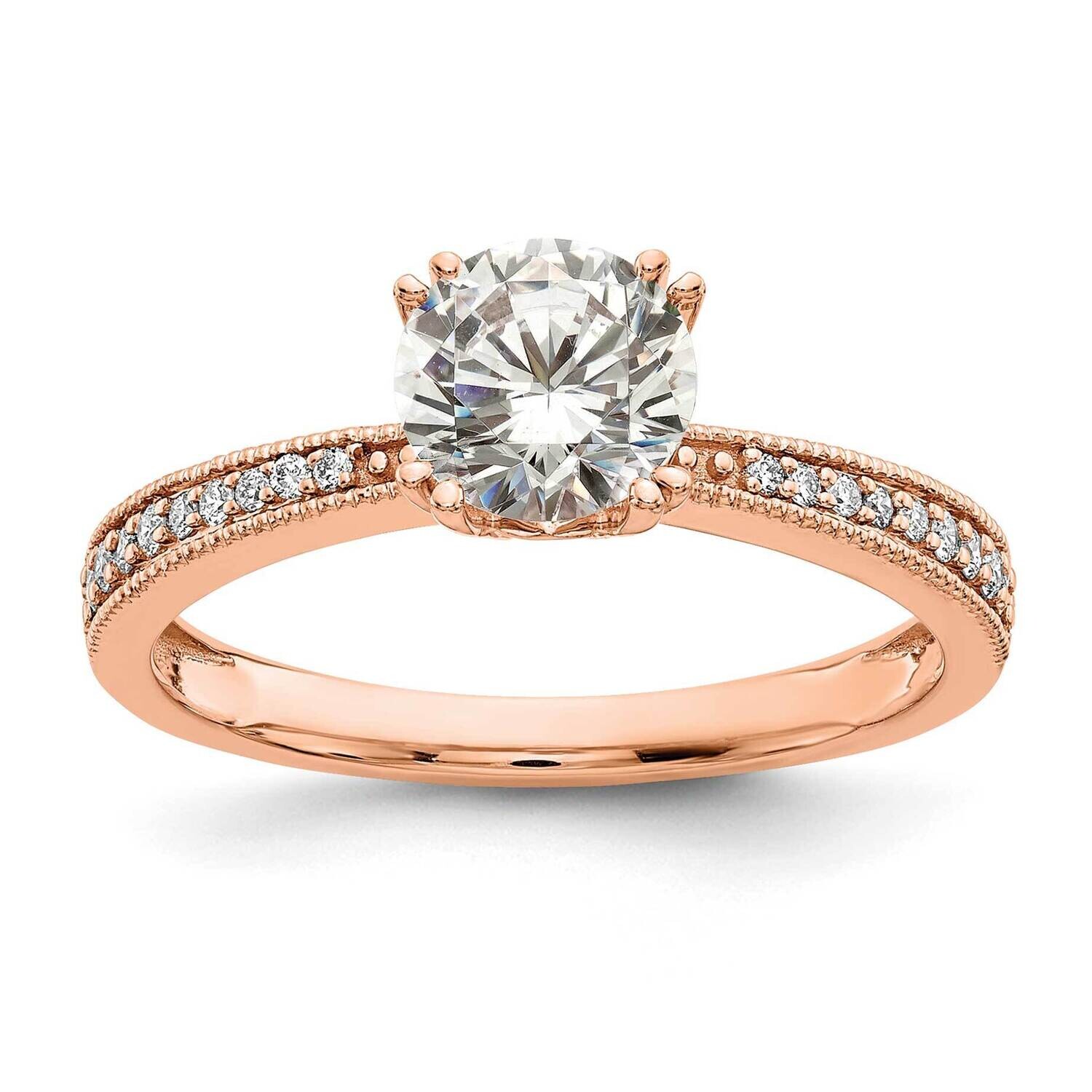 Holds 1 Carat 6.5mm Round Center 1/15 Carat Diamond Semi-Mount Engagement Ring 14k Rose Gold RM7829…