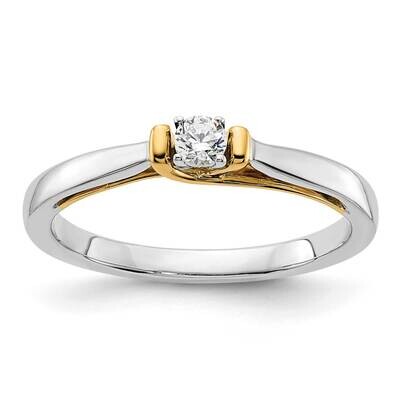 First Promise 1/10 Carat Round Diamond Complete Promise/Engagement Ring 14k Two-Tone Gold RM7269E-0…