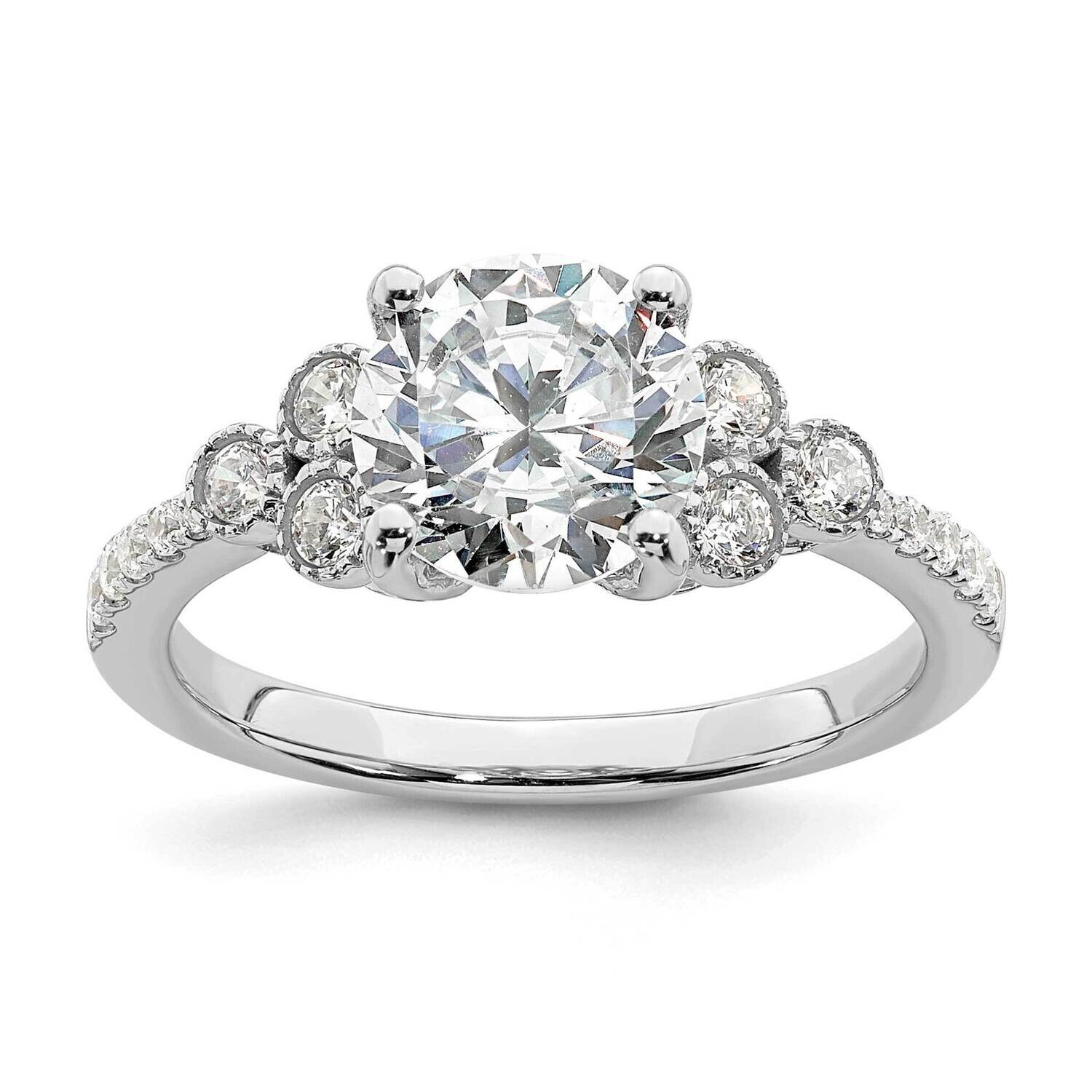 Holds 2 Carat 8.2mm Round Center 1/3 Carat Diamond Semi-Mount Engagement Ring 14k White Gold RM7815…