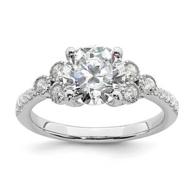 Holds 2 Carat 8.2mm Round Center 1/3 Carat Diamond Semi-Mount Engagement Ring 14k White Gold RM7815…