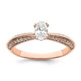 Holds 1/2 Carat 6.00X4.5mm Oval Center 1/4 Carat Diamond Semi-Mount Engagement Ring 14k Rose Gold R…