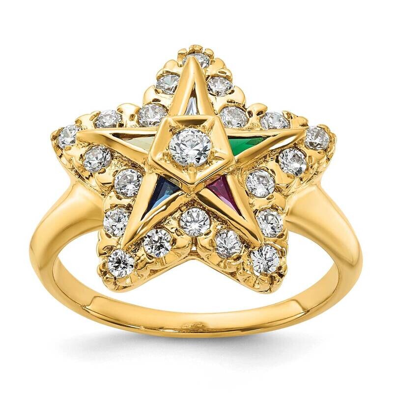 Ibgoodman Women&#39;s Polished Eastern Star Masonic Ring Mounting 14k Gold B02564-4Y