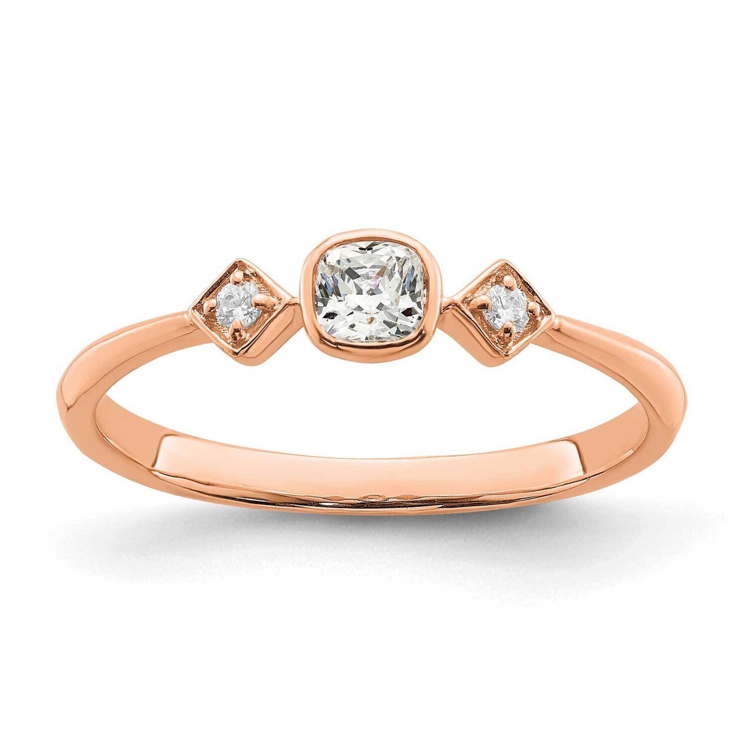 Petite 3-Stone 1/4 Carat Cushion-Cut Diamond Complete Promise/Engagement Ring 14k Rose Gold RM7233E…