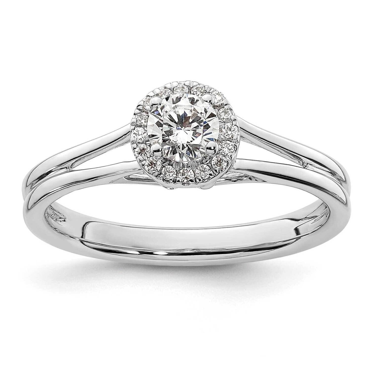 Halo Holds 1/4 Carat 4mm Round Center 1/20 Carat Diamond Semi-Mount Split Shank Engagement Ring 14k…
