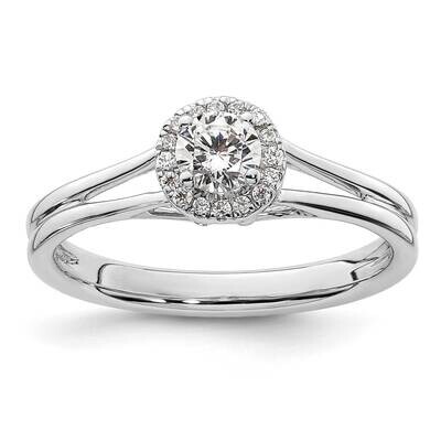 Halo Holds 1/4 Carat 4mm Round Center 1/20 Carat Diamond Semi-Mount Split Shank Engagement Ring 14k…