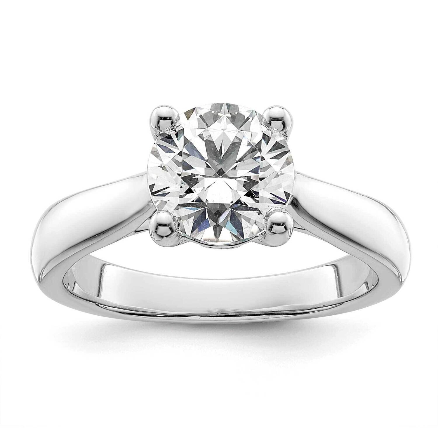 Holds 2 Carat 8.20 mm Round 4-Prong 1/20 Carat Diamond Semi-Mount Engagement Ring 14k White Gold RM…