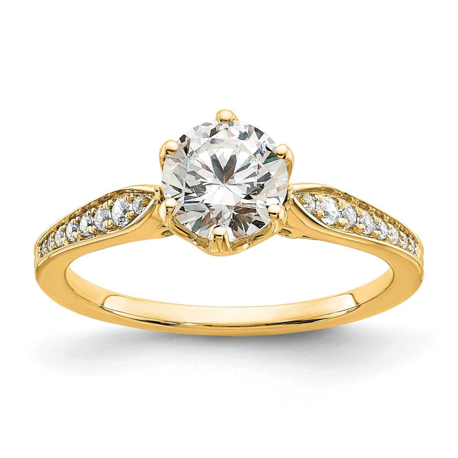 Holds 1 Carat 6.5mm Round Center 1/8 Carat Diamond Semi-Mount Engagement Ring 14k Gold RM7811E-100-…