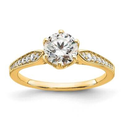 Holds 1 Carat 6.5mm Round Center 1/8 Carat Diamond Semi-Mount Engagement Ring 14k Gold RM7811E-100-…