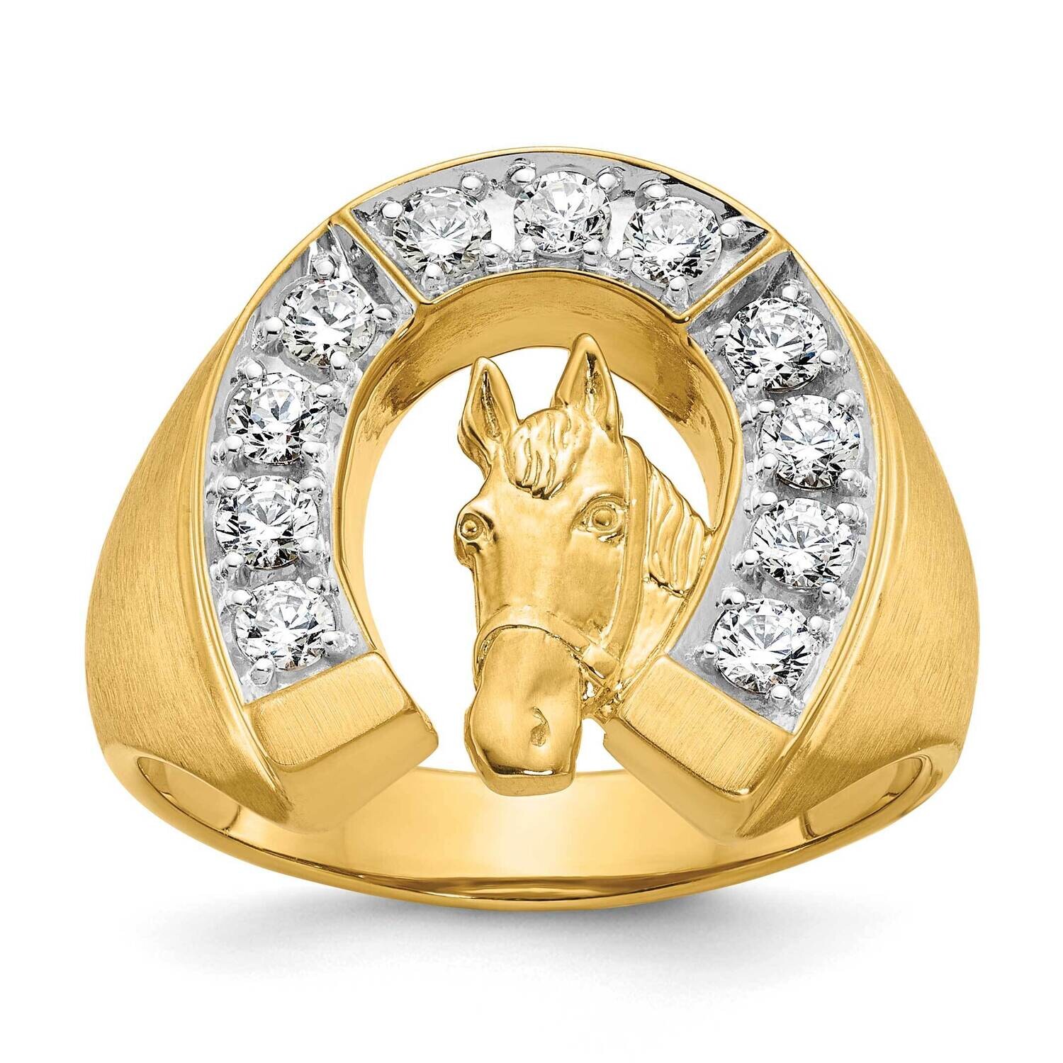 Ibgoodman Men&#39;s Satin Horse Horseshoe Diamond Ring Mounting 14k Two-Tone Gold B04969-4YW by IBGoodm…