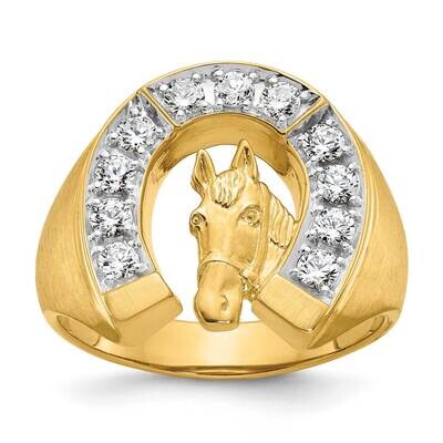 Ibgoodman Men&#39;s Satin Horse Horseshoe Diamond Ring Mounting 14k Two-Tone Gold B04969-4YW by IBGoodm…