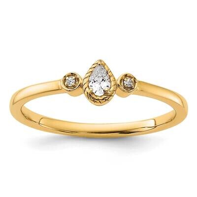 Rope Edge Petite 3-Stone 1/15 Carat Pear Diamond Complete Promise/Engagement Ring 14k Gold RM7783E-…