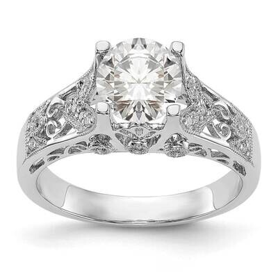 Holds 1 Carat 6.5mm Round Center 1/8 Carat Diamond Semi-Mount Engagement Ring 14k White Gold RM2627…