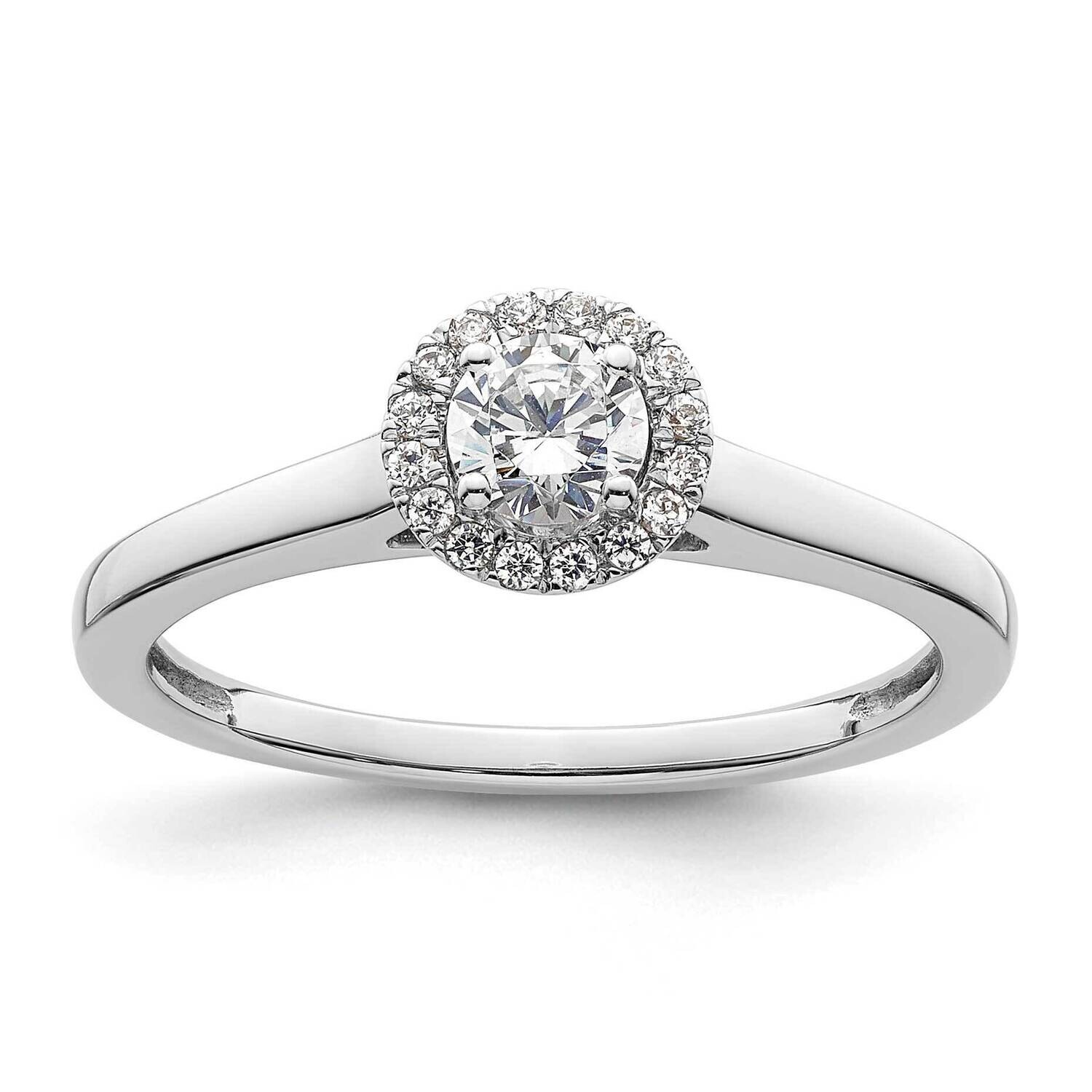 Halo Holds 1/3 Carat 4.1mm Round Center 1/15 Carat Diamond Semi-Mount Engagement Ring 14k White Gol…