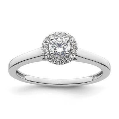 Halo Holds 1/3 Carat 4.1mm Round Center 1/15 Carat Diamond Semi-Mount Engagement Ring 14k White Gol…