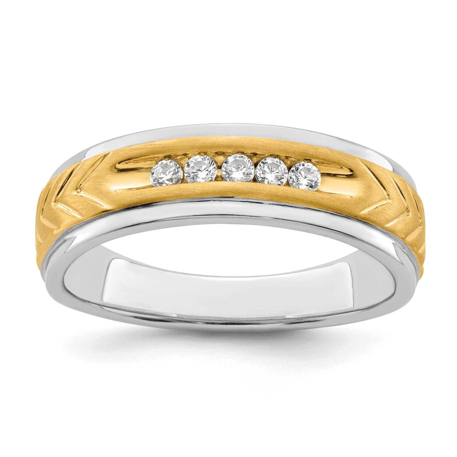 5-Stone 1/6 Carat Diamond Complete Men&#39;s Channel Band 14k Two-Tone Gold RM8884B-018-WYAA, MPN: RM88…