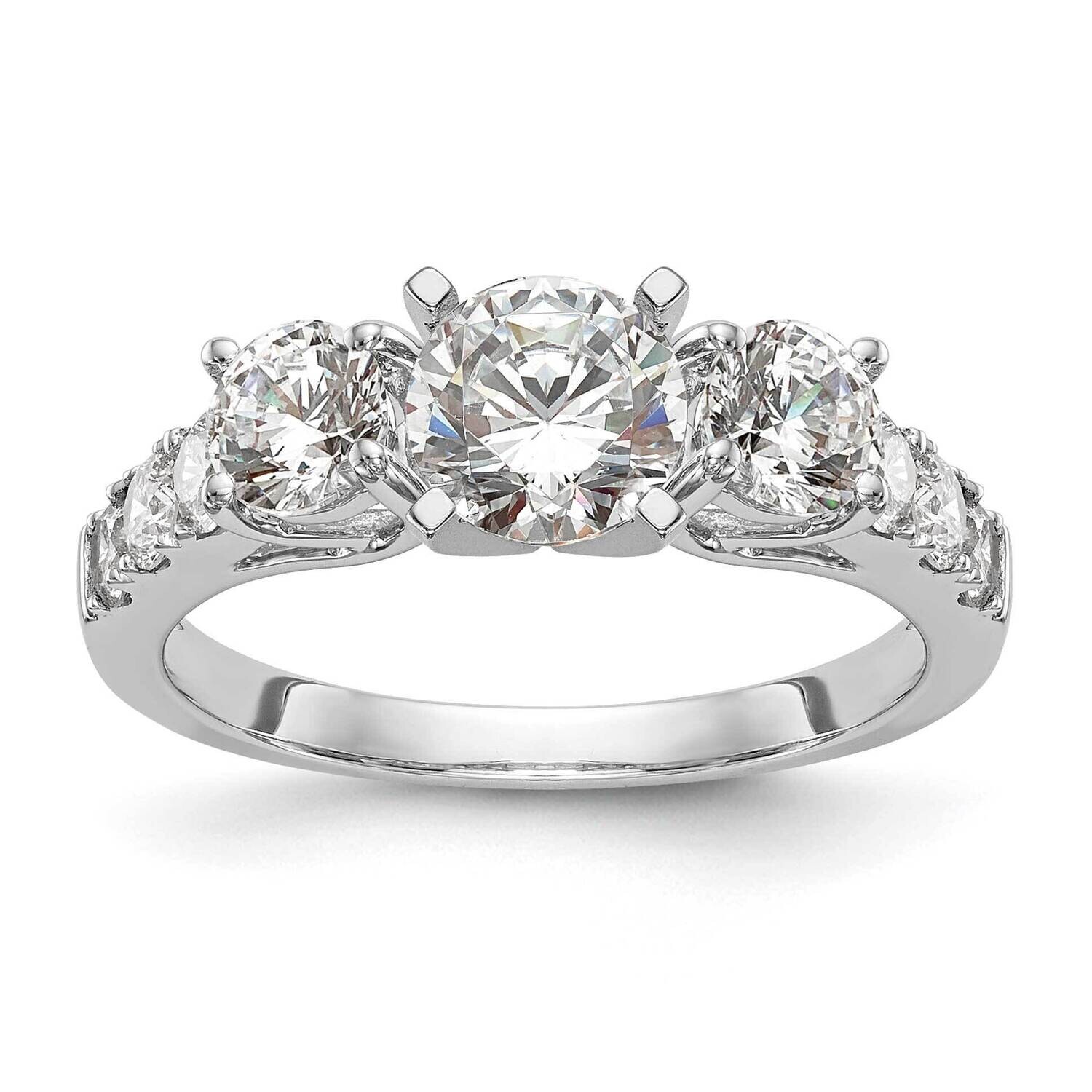 3-Stone Plus Peg Set Center Diamond Semi-Mount Engagement Ring 14k White Gold RM3040E-P/129-WAA