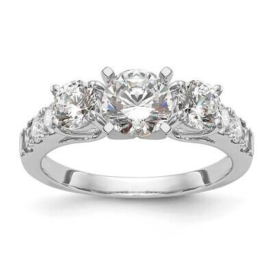 3-Stone Plus Peg Set Center Diamond Semi-Mount Engagement Ring 14k White Gold RM3040E-P/129-WAA, MP…