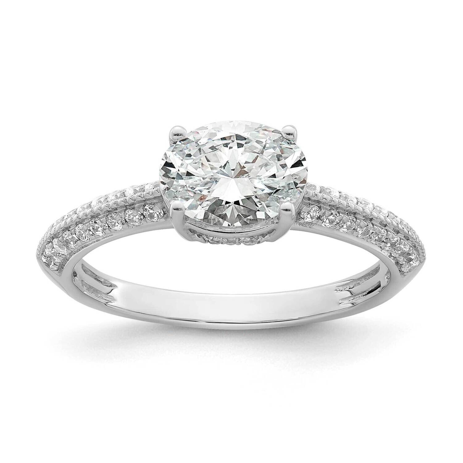 East West Holds 3/4 Carat 7.1X5.4mm Oval Center 1/5 Carat Diamond Semi-Mount Engagement Ring 14k Wh…