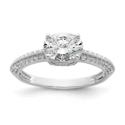 East West Holds 3/4 Carat 7.1X5.4mm Oval Center 1/5 Carat Diamond Semi-Mount Engagement Ring 14k Wh…