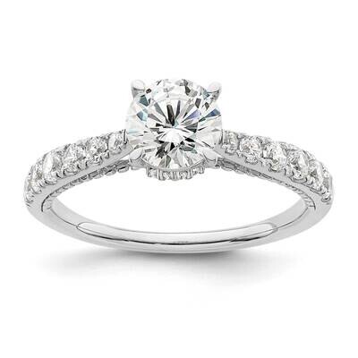 Holds 1 Carat 6.5mm Round Center 1/2 Carat Diamond Semi-Mount Engagement Ring 14k White Gold RM8868…