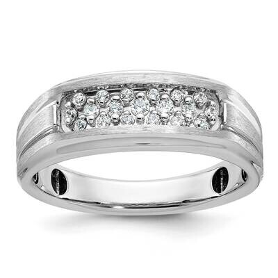 Ibgoodman Men&#39;s Polished Satin Grooved Ring Mounting 14k White Gold B63754-4W by IBGoodman, MPN: B6…