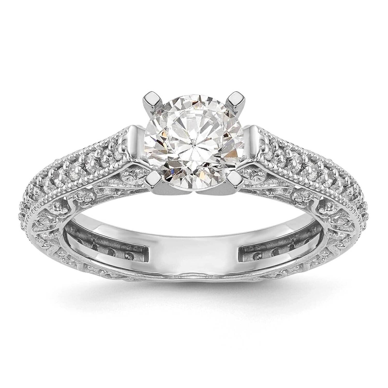 Peg Set 1/2 Carat Diamond Semi-Mount Engagement Ring 14k White Gold RM2846E-048-WAA, MPN: RM2846E-0…