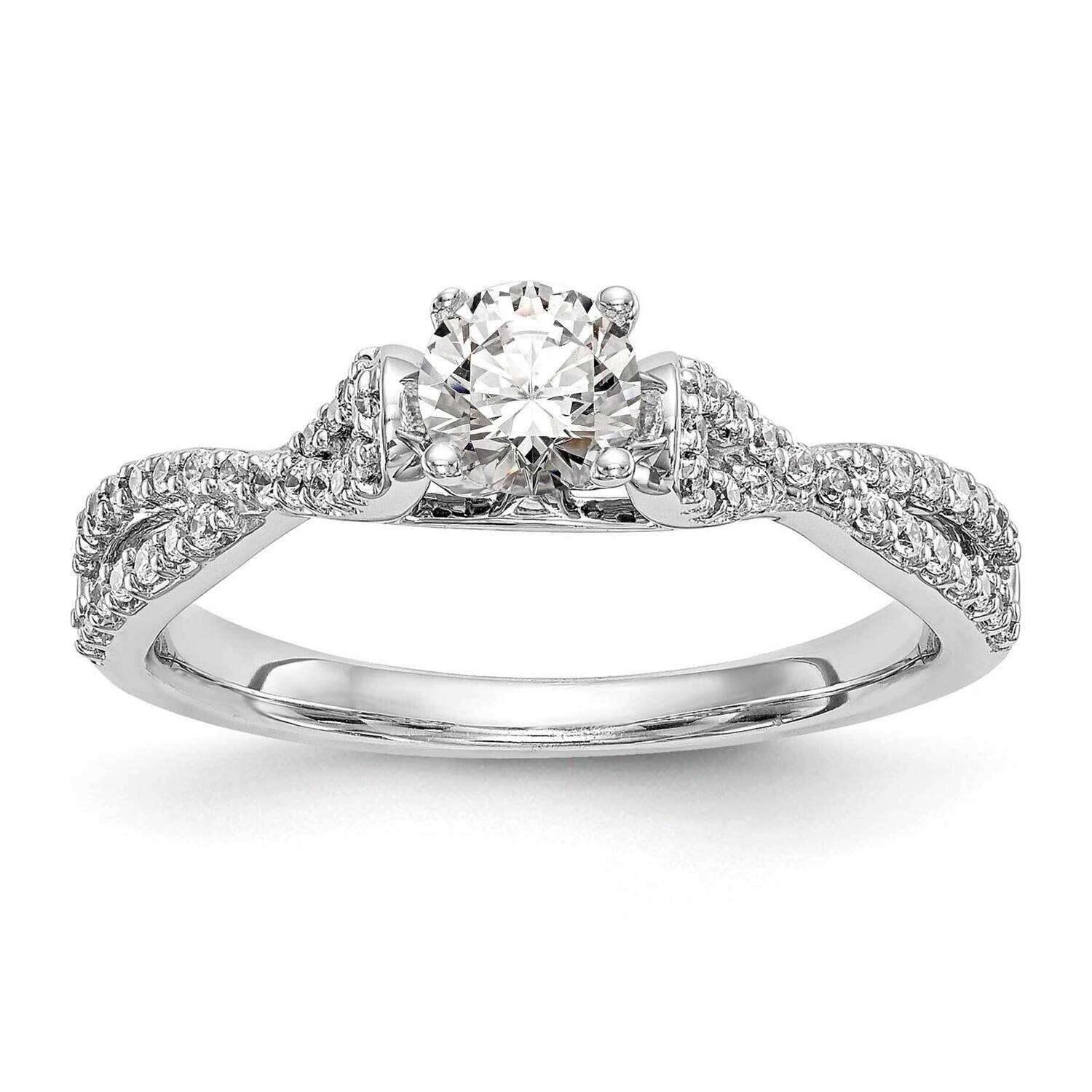 Criss-Cross Peg Set 1/4 Carat Diamond Semi-Mount Engagement Ring 14k White Gold RM2541E-024-WAA, MP…