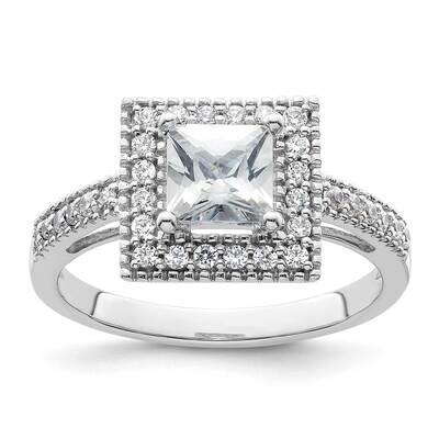 Halo Plus Holds 1.5 Carat 6.3mm Princess Center 1/3 Carat Diamond Semi-Mount Engagement Ring 14k Wh…
