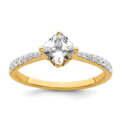 Leaf Design Holds 1 Carat 6.00mm Cushion Center 1/4 Carat Diamond Semi-Mount Engagement Ring 14k Go…