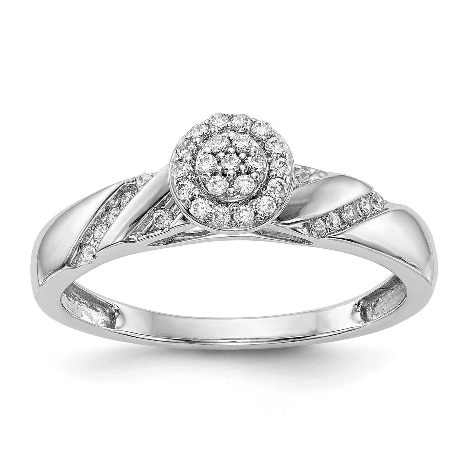 Halo Cluster 1/6 Carat Diamond Trio Complete Engagement Ring 10k White Gold RM3165E-016-0WAA, MPN: …